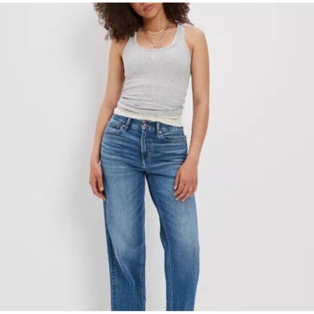 American Eagle Curvy Super High Rise Baggy Straight Jeans